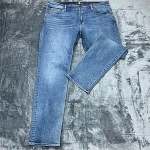 7 for All Mankind The Straight 38x32 Stretchy Blue Jeans Men’s Denim Pants EUC